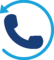 phone-circle-icon Blue phone handset icon with a circular arrow around it, representing call back or phone support.